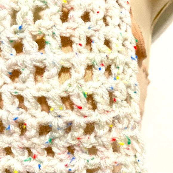 Sprinkled Donut Fashion SCARF Windowpane Crocheted 58 x 4.5 inches - Picture 9 of 11